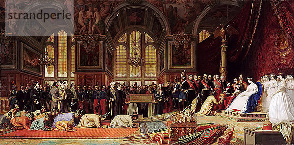 Empfang der Botschafter von Siam durch Napoleon III. im Schloss von Fontainebleau am 27. Juni 1861 Künstler: Gerôme  Jean-Léon (1824-1904)