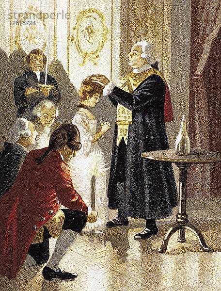 Magische Sitzung des Grafen Alessandro von Cagliostro  zweite Hälfte des 19. Jahrhunderts. Künstler: Anonym