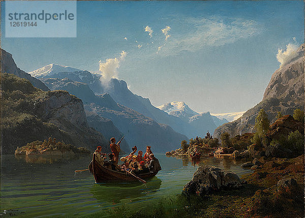 Hochzeitsreise in Hardanger. Künstler: Gude  Hans (1825-1903)