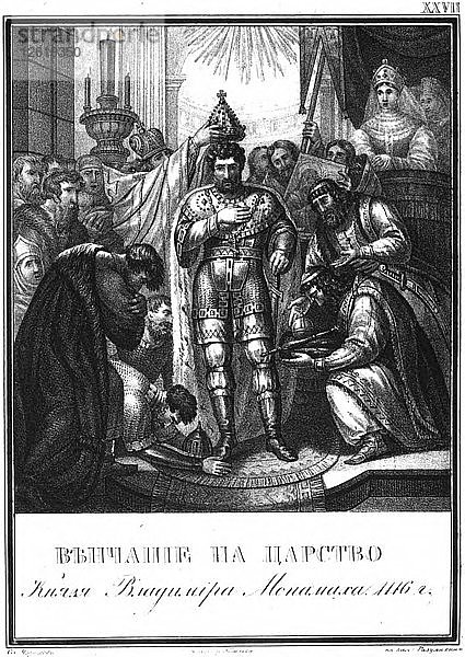 Die Krönung von Wladimir Monomach  1116 (Aus der Illustrierten Karamsin)  1836. Künstler: Chorikow  Boris Artemjewitsch (1802-1866)