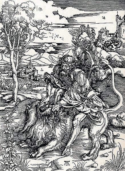 Samson reißt den Löwen  1497 (1906). Künstler: Albrecht Dürer.