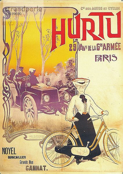 Werbung für Hurtu Autos und Fahrräder  um 1900. Künstler: Unbekannt.