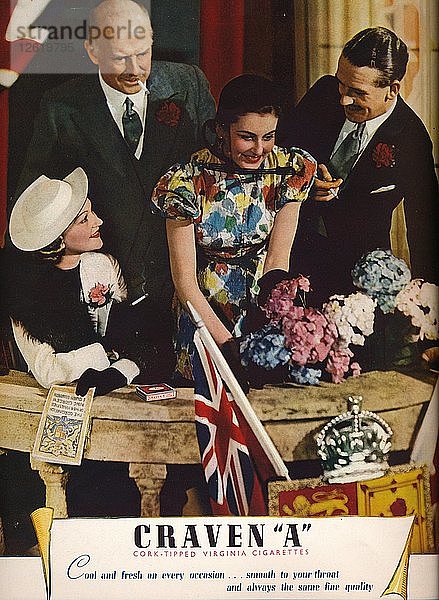 Craven A Cork-Tipped Virginia Cigarettes  1937. Künstler: Unbekannt.