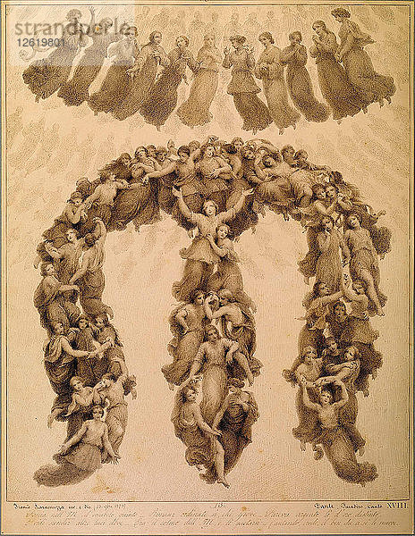 Illustration zur Göttlichen Komödie von Dante Alighieri (Paradiso canto XVIII). Künstler: Scaramuzza  Francesco (1803-1886)