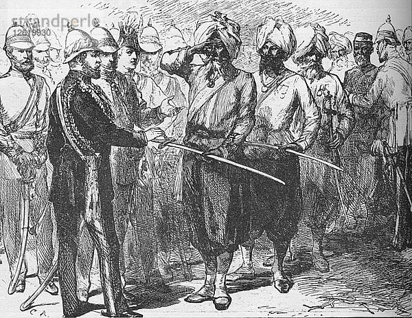 Empfang für die Überlebenden der Verteidigung von Lucknow  Indien  Januar 1876 (1908). Künstler: Unbekannt.