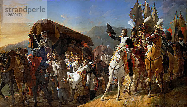 Napoleon zollt dem Mut der Verwundeten Tribut. Künstler: Debret  Jean-Baptiste (1768-1848)