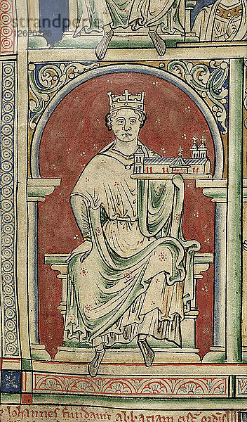 König Johann von England (aus der Historia Anglorum  Chronica majora). Künstler: Paris  Matthäus (ca. 1200-1259)