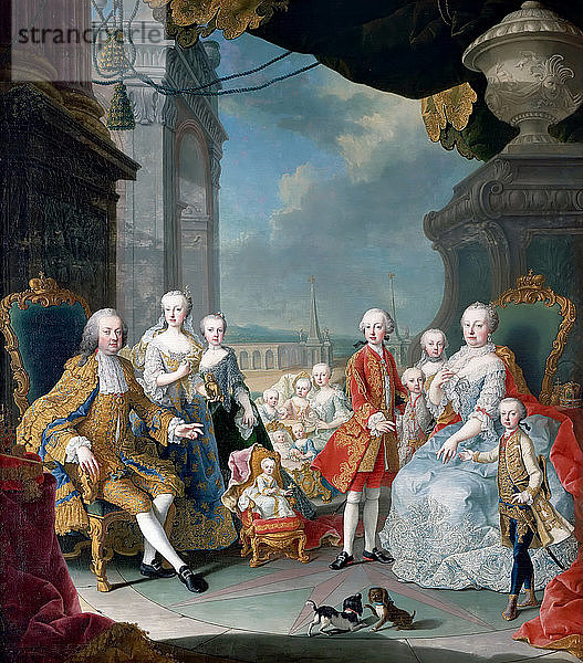 Maria Theresia von Österreich und Franz I. mit ihren Kindern. Künstler: Meytens  Martin van  der Jüngere (1695-1770)