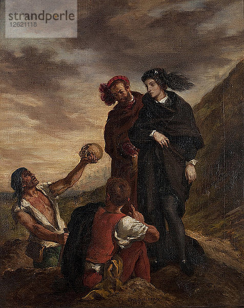 Hamlet und Horatio auf dem Friedhof. Künstler: Delacroix  Eugène (1798-1863)