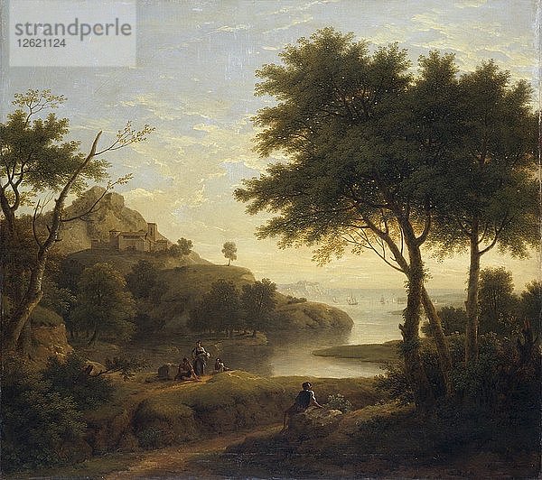 Landschaft in der Nähe einer Küstenbucht  1763. Künstler: George Lambert.