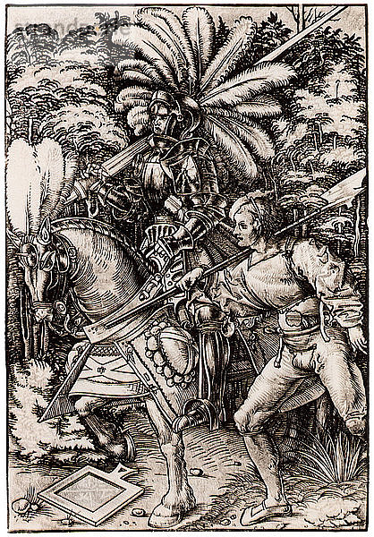 Ritter und Hellebardier. Künstler: Wechtlin  Hans (Johannes) (tätig 1502-1526)