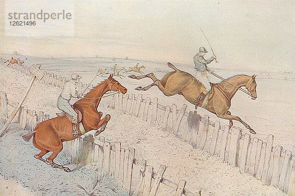 Ein Steeplechase: Über einen alten  blinden Weg gehen und es gut machen: sogar Wetten  1827. Künstler: Henry Thomas Alken