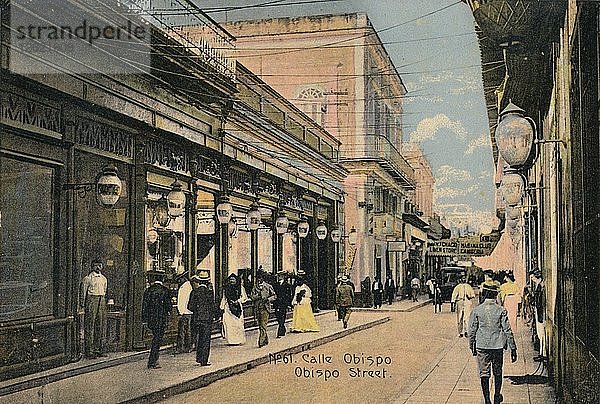 Nr. 61. Calle Obispo. Obispo-Straße  Havanna  Kuba  um 1910. Künstler: Unbekannt
