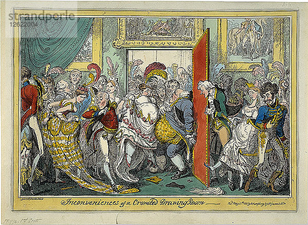 Die Unannehmlichkeiten eines überfüllten Zeichensaals  1818. Künstler: Cruikshank  George (1792-1878)