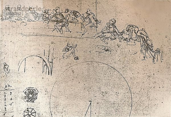 Vorbereitende Skizze für das Gemälde Das letzte Abendmahl   ca. 1494-c1499 (1883). Künstler: Leonardo da Vinci.