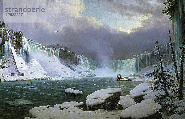 Niagarafälle im Winter. Künstler: Sebron  Hippolyte (1801-1879)