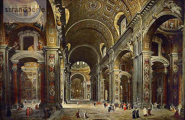 Kardinal Melchior de Polignac beim Besuch der Basilika St. Peter in Rom. Künstler: Panini  Giovanni Paolo (1691-1765)