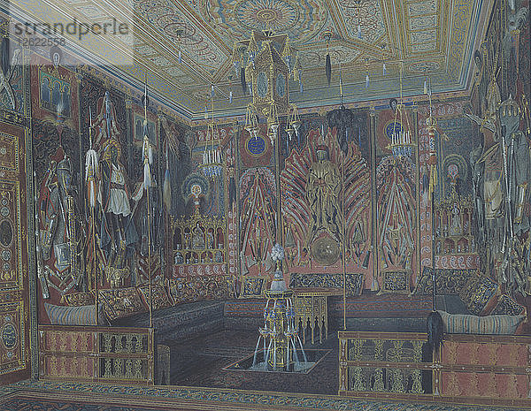 Das asiatische (türkische) Zimmer im Großen Palais in Zarskoje Selo. Künstler: Premazzi  Ludwig (Luigi) (1814-1891)