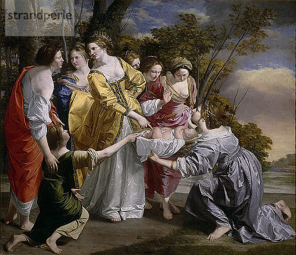 Die Auffindung des Moses  1633. Künstler: Gentileschi  Orazio (1563-1638)