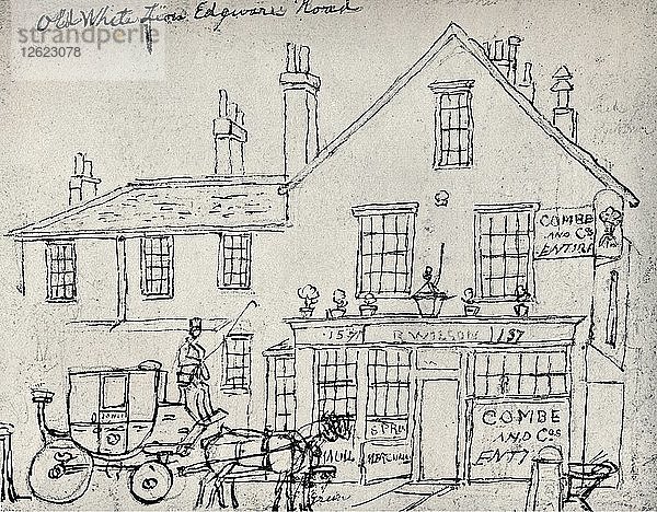 Der alte weiße Löwe  Edgware Road  um 1821. Künstler: James Pollard.