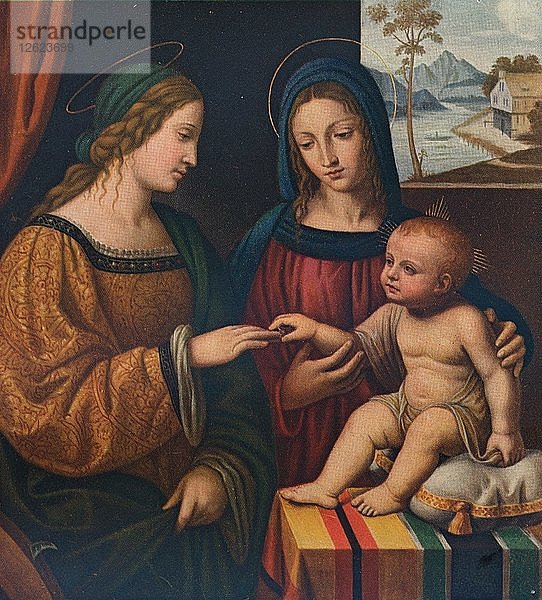 Die mystische Hochzeit der Heiligen Katharina  um 1520  (1911). Künstler: Bernardino Luini