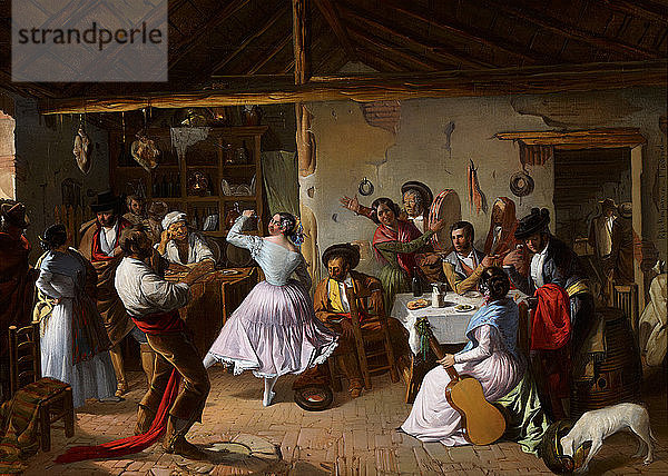 Tanz in einem Landgasthof. Künstler: Benjumea  Rafael (ca. 1825-c. 1887)