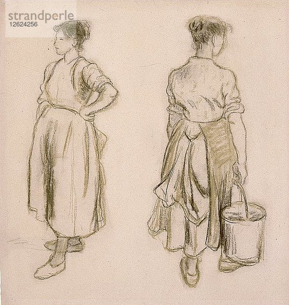 Zwei Studien eines Mädchens  1890. Künstler: Camille Pissarro.