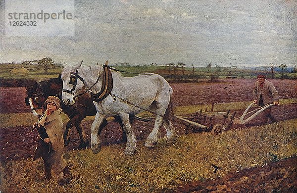 Pflügen  1889 (1935). Künstler: George Clausen.