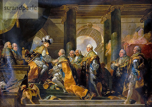 Ludwig XVI. empfängt in Reims die Huldigung des Ritterordens vom Heiligen Geist  13. Juni 1775. Künstler: Doyen  Gabriel François (1726-1806)