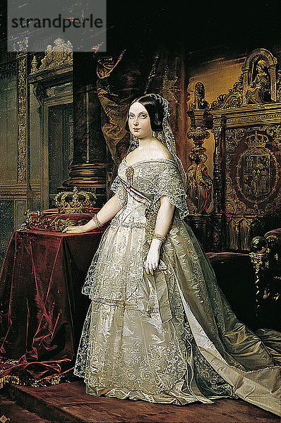 Porträt von Isabella II. von Spanien. Künstler: Madrazo y Kuntz  Federico de (1815-1894)