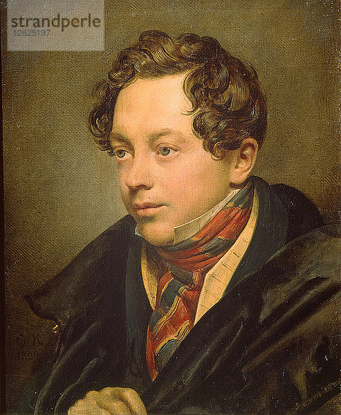 Porträt des Künstlers Pjotr Basin (1794-1881)  1829. Künstler: Kiprenski  Orest Adamowitsch (1782-1836)