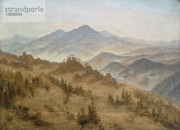 Landschaft mit dem Rosenberg im Böhmischen Gebirge. Künstler: Friedrich  Caspar David (1774-1840)