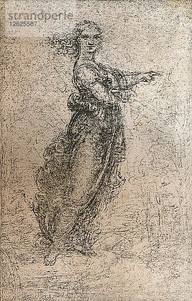 Kohlezeichnung einer weiblichen Figur  um 1472-c1519 (1883). Künstler: Leonardo da Vinci.