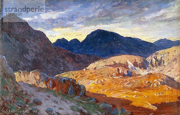 Sonnenuntergang in den walisischen Hügeln  1893-1934. Künstler: Christopher Williams