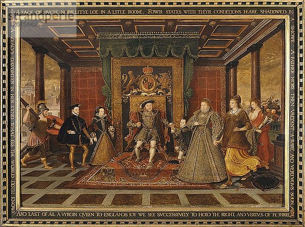 Die Familie von Heinrich VIII.: Eine Allegorie der Tudor-Nachfolge  1572. Künstler: König Heinrich VIII.  Lucas de Heere.