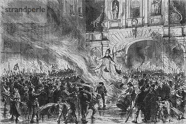 Verbrennung des Papstes in Temple Bar  19. Jahrhundert. Künstler: G. Durand.