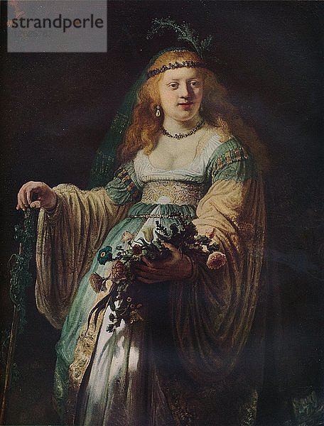 Saskia van Uylenburgh in arkadischer Tracht  1635. Künstler: Rembrandt Harmensz van Rijn.
