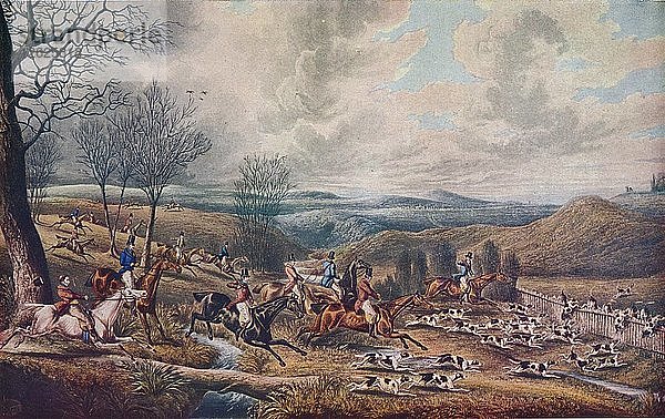 Die Jagd auf die Roebuck  1834. Künstler: Henry Thomas Alken.