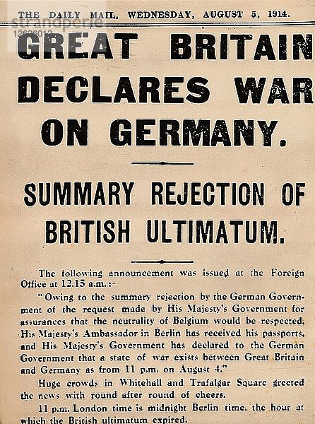 Großbritannien erklärt Deutschland den Krieg  1914 (1935). Künstler: Unbekannt.