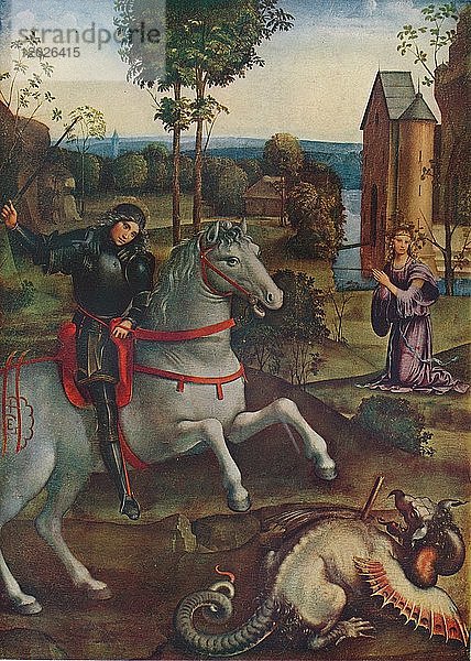 Der Heilige Georg und der Drache  15. Jahrhundert. (1941). Künstler: H. Granville Fell