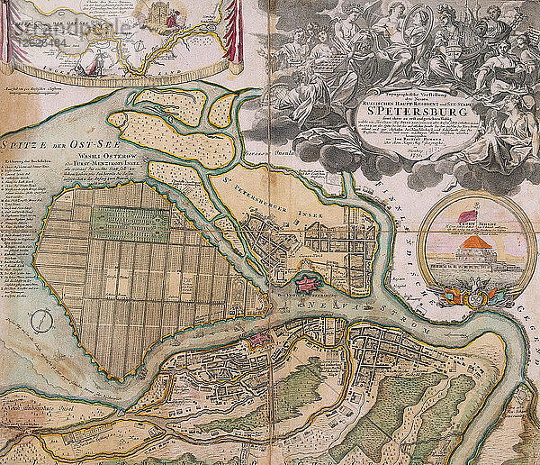 Karte von Petersburg (Gesamtplan von Sankt Petersburg)  ca. 1718-1719. Künstler: Homann  Johann Baptist (1663-1724)