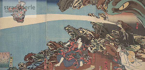 Gama Sennins Animus (aus der Serie Ibaraki no keshin). Künstler: Kuniyoshi  Utagawa (1797-1861)