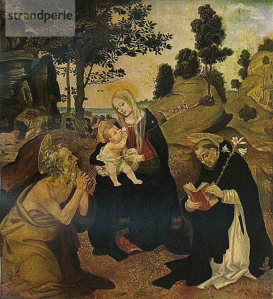 Die Jungfrau mit dem Kind und den Heiligen Hieronymus und Dominikus  um 1485  (1911). Künstler: Filippino Lippi