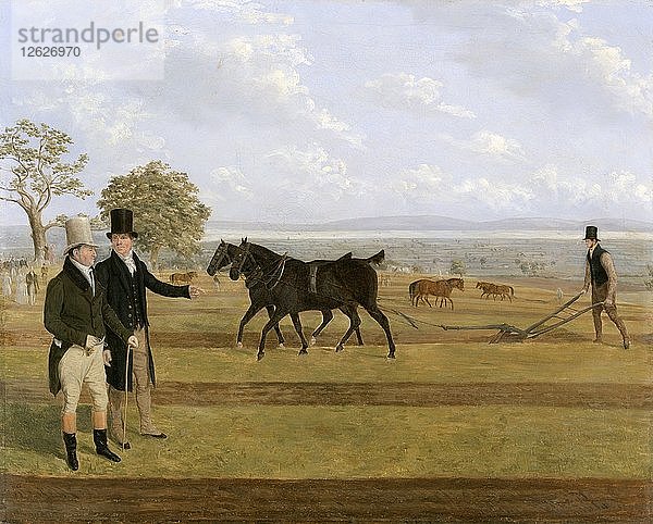 Sir Charles Morgan (1760-1846) beim Pflügerwettbewerb in Castleton  1845. Künstler: James Flewitt Mullock