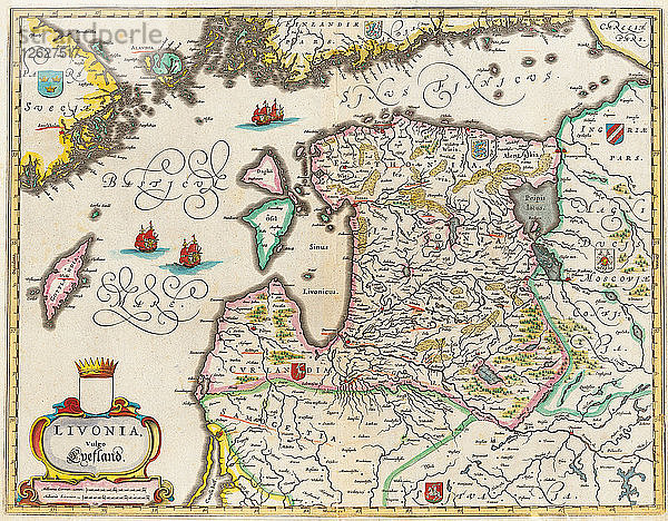 Livlandkarte  Vulgo Lyefland  Atlas Maior. Künstler: Blaeu  Joan (1596-1673)