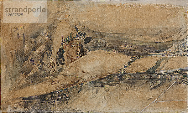 Der niedergeschlagene Dämon  1901. Künstler: Vrubel  Michail Alexandrowitsch (1856-1910)