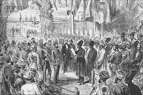 Ankunft des Prinzen von Wales in Bombay  Indien  am 8. November 1875 (1908). Künstler: Unbekannt.