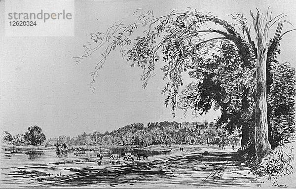Ansicht von Richmond von der Themse aus  1871. Künstler: Maxime Lalanne.