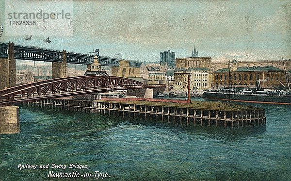 Eisenbahn und Drehbrücken  Newcastle-upon-Tyne  um 1905. Künstler: Unbekannt.