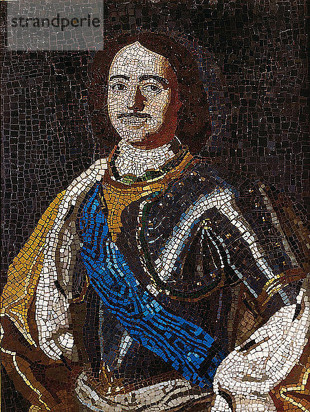 Porträt von Zar Peter I. dem Großen (1672-1725)  1754. Künstler: Lomonossow  Michail Wassiljewitsch (1711-1765)